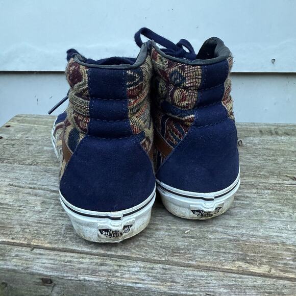 Vans Hi Top Sneakers Blue Suede 90s Vintage Tapestry Mrs Doubtfire M7.5/W9 - Picture 5 of 8